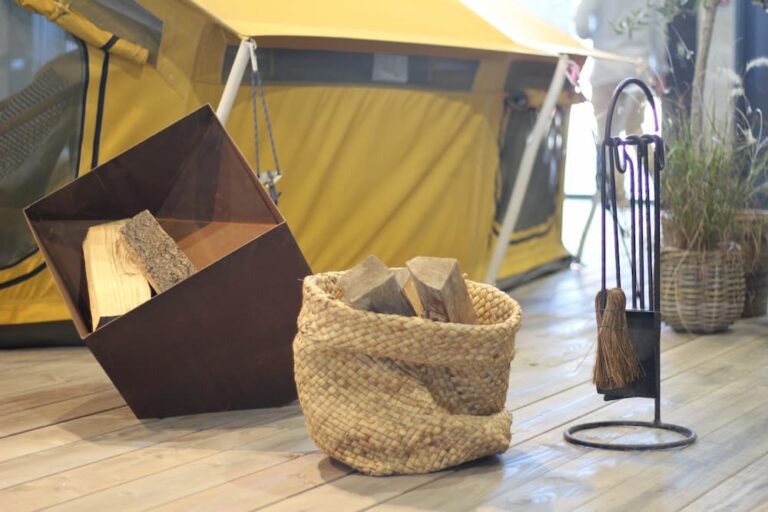Autentic | Luxury Glamping Bell Tents - EvaSolo firebowl and Ironworks basket on the Autentic booth at Salon Sett in Montpellier
