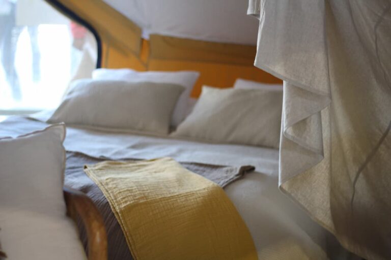 Autentic | Luxury Glamping Bell Tents - Double bed set up in the Autentic Billy-Joe Double Bell Tent