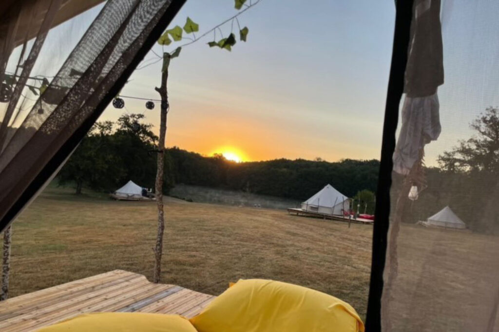 Autentic | Luxury Glamping Bell Tents - View on multiple 5m canvas glamping tents at the Chateau Planckaert glamping site
