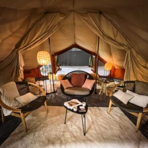 Autentic | Luxury Glamping Bell Tents - Vincent Sheppard chairs in the Autentic Double Bell Tent at the Maison&Objet fair