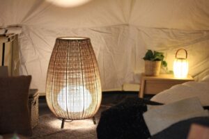 Autentic | Luxury Glamping Bell Tents - Bover Barcelona lamps in the Autentic Bell Tent during the HD Expo Conference in Las Vegas