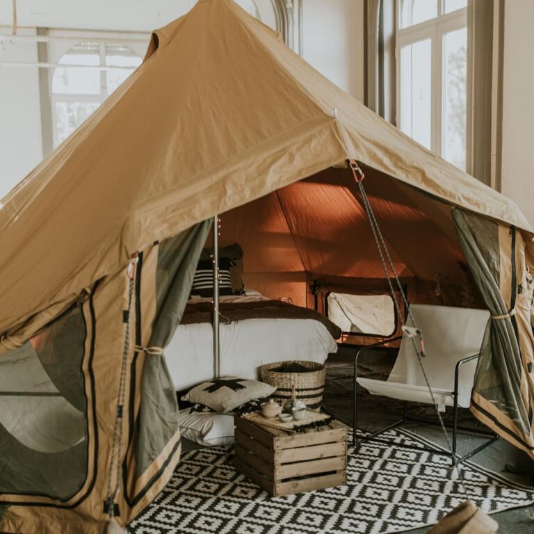 Autentic | Luxury Glamping Bell Tents - Turmeric Jack 5m glamping bell tent set up and furnished by Typyk