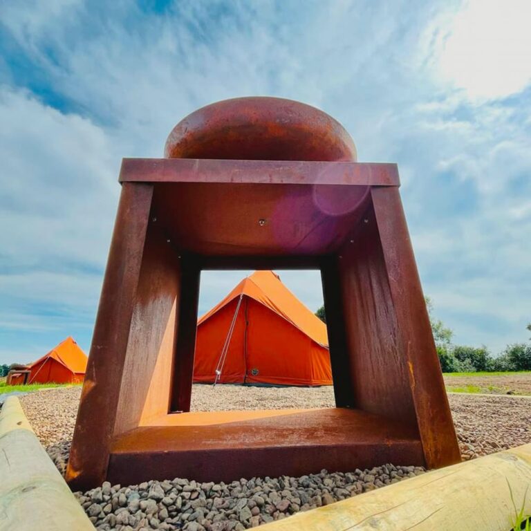 Autentic | Luxury Glamping Bell Tents - Orange 5m glamping bell tents from the Autentic brand at the Coast and Castles glamping site in Northumberland