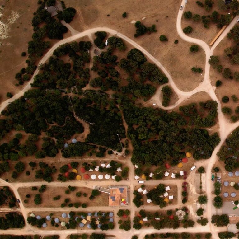 Autentic | Luxury Glamping Bell Tents - Drone view of glamping site, Glamping Revolution in Spain with Autentic Bell Tents