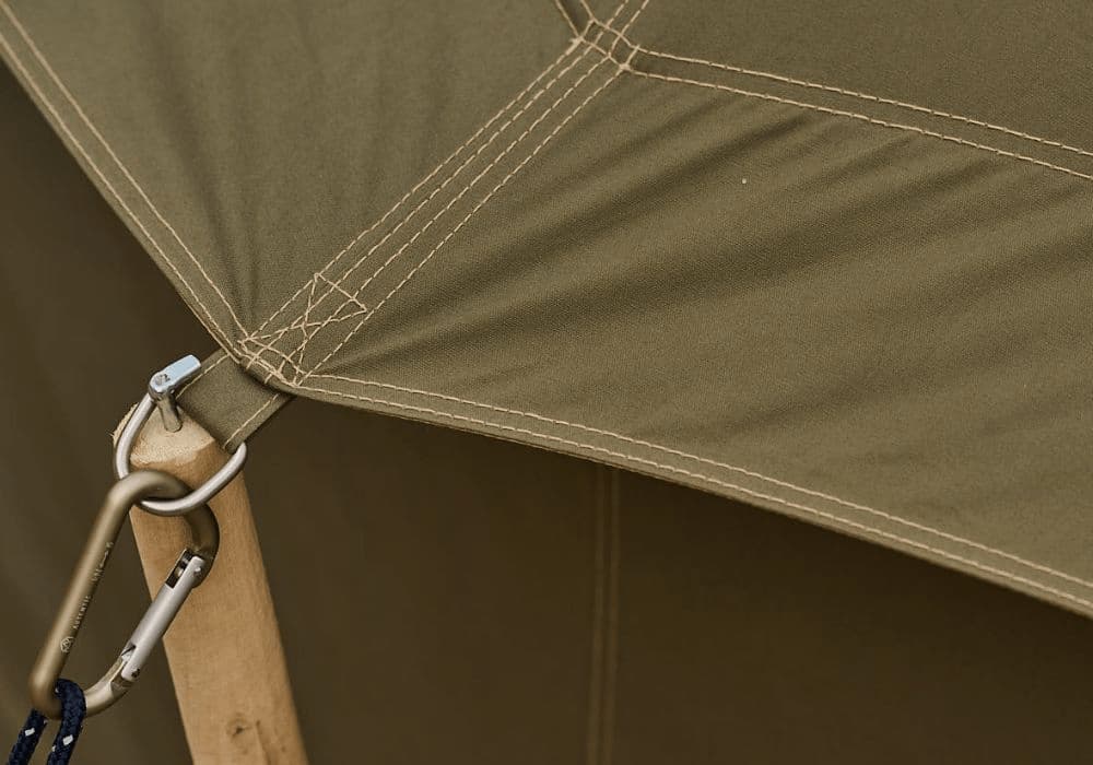 Autentic | Luxury Glamping Bell Tents - The Moss Wottex FR fabric used for the Autentic glamping bell tents