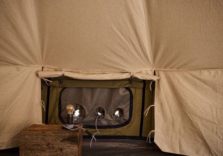 Autentic | Luxury Glamping Bell Tents - A rolled up Technical Panel, part of the accessories of the luxury glamping tents