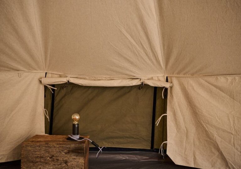 Autentic | Luxury Glamping Bell Tents - A closed Technical Panel, part of the accessories of the luxury glamping tents
