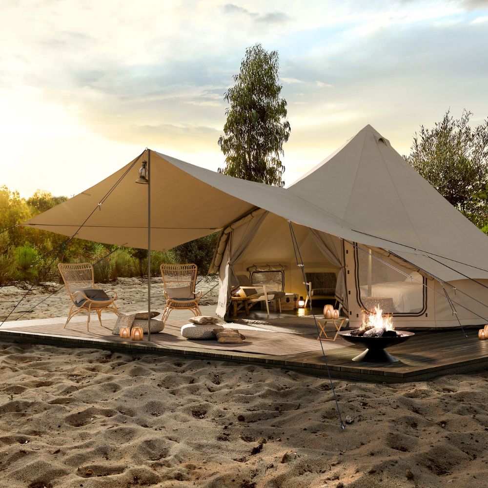 Autentic | Luxury Glamping Bell Tents - Autentic Awning connected to the Jack Bell Tent